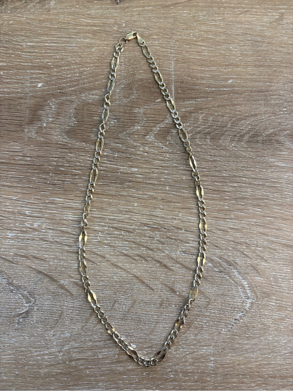 14K Gold Diamond Cut Figaro Chain